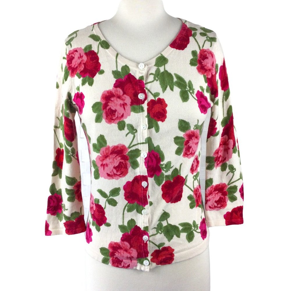 Forever 21 Rose Floral Cotton Sweater, size Small